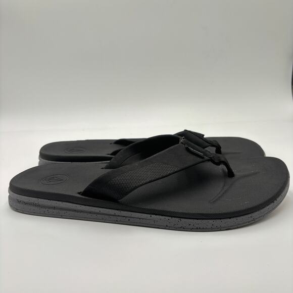 Volcom Daycation Black Destructo Flip Flop Rubber Sandals Men's Size 14 - Picture 1 of 10